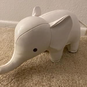 Zuny White Elephant Bookend - Vegan Leather Handmade Rare Collectible keepsake